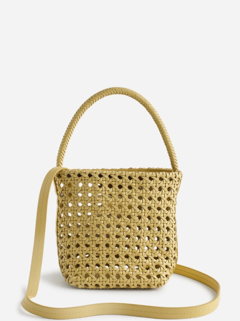 Madewell Handwoven Cane Mini Bag Iced Lemon Yellow Leather Crossbody NWT